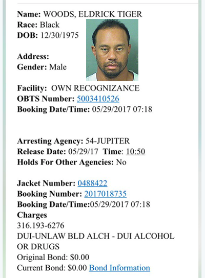 Tiger Woods Arrested May 29-2017