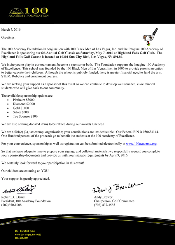 Microsoft Word - general 2016 golf classic solicitation letter