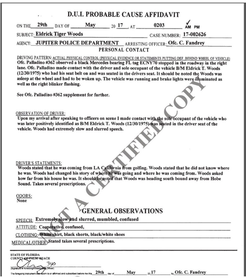 tiger woods police report 1
