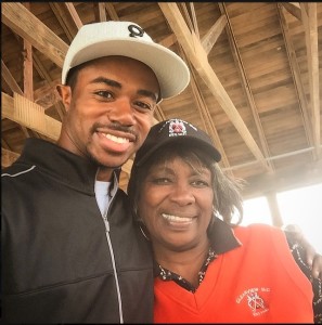 Patrick Harris with Renee Powell (PGA/LPGA) in April at the University of Maryland Eastern Shore