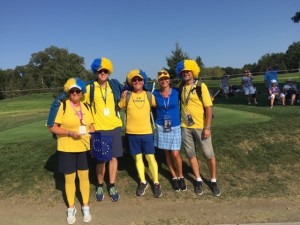 Fans of the European Team showcase their allegiance.
