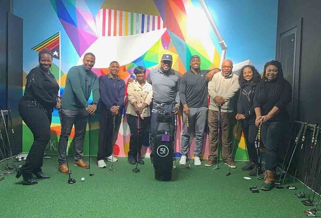 Participants enjoying the All Access Golf 1st Annual Holiday Party At Five Iron in New York City.